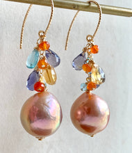 Load image into Gallery viewer, Round Peach Pearls &amp; Gemstone Drops on Gold Filled