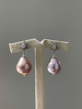 Load image into Gallery viewer, Rare Large Rainbow Pink Edison Pearls on Snowflake Studs