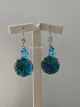 Load image into Gallery viewer, Oceana: Vintage German Glass Stones, Swiss Blue Topaz Earrings
