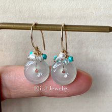 Load image into Gallery viewer, Petite Icy Donuts: Icy Faint Green, Turquoise &amp; Gems 14kGF