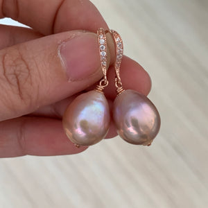 Pink Edison Pearls on Rose Gold