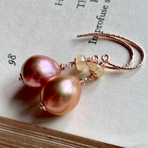 Gold-Pink Edison Pearls, Ethiopian Opal on 14k Rose Gold Filled