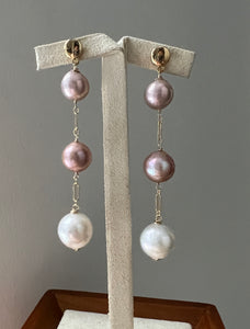Pearl Layers Pink & Ivory 14kGF Earrings