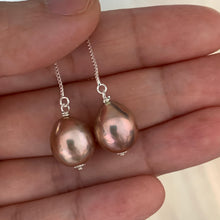 Load image into Gallery viewer, Peachy Gold AAA Edison Pearls 925 Silver Threaders