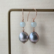 Load image into Gallery viewer, Silver Baroque Pearls &amp; Icy Jade 14kGF/RGF Earrings