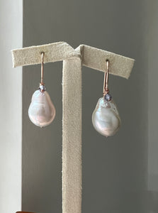 Drop Ivory Pearls & Tanzanite 14kGF Earrings