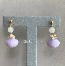 Load image into Gallery viewer, Eli. J Exclusive: Lavender Type A Jade Shells, Icy Jade, Gemstones 14kGF Earrings