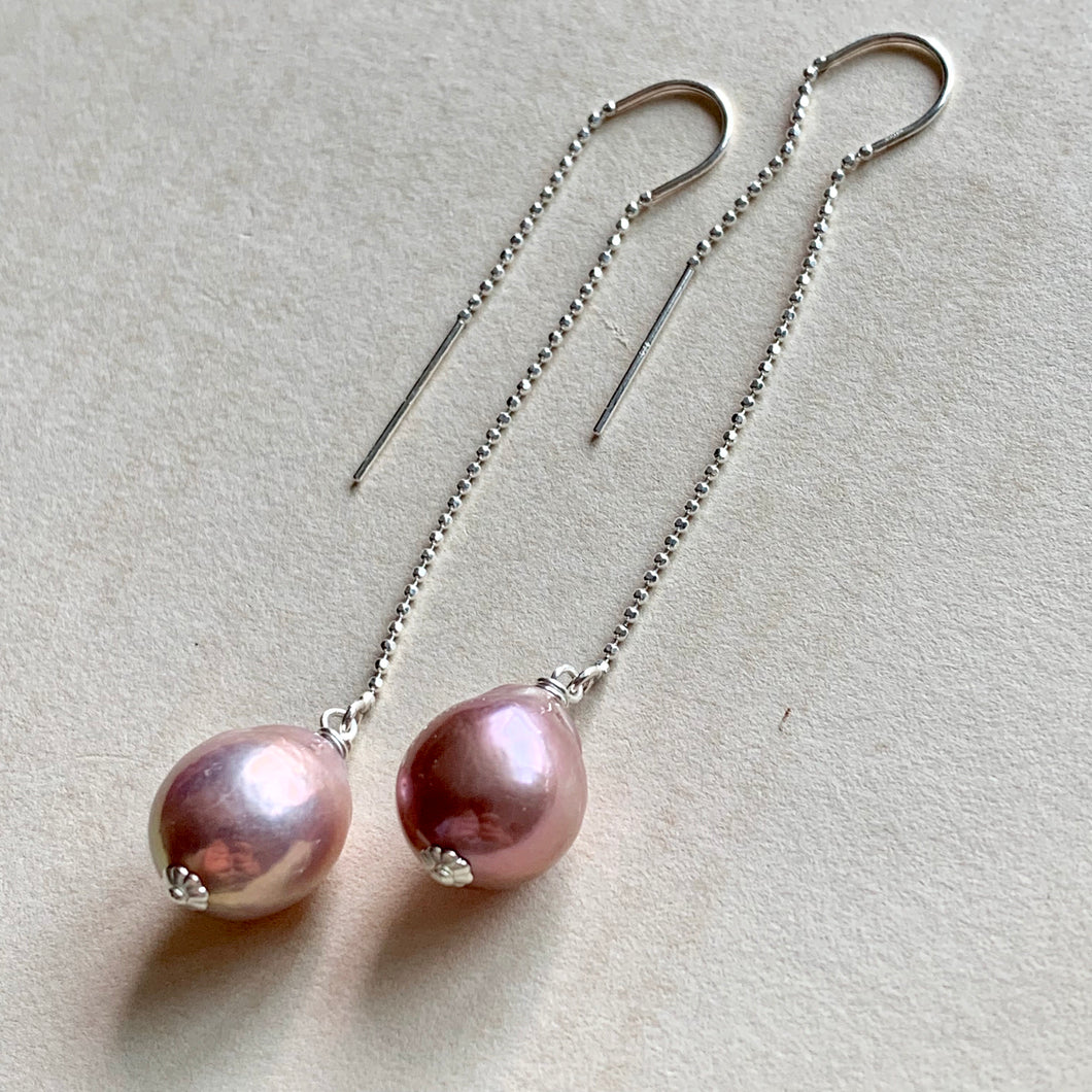 Pink Edison Pearls on 925 silver Threaders