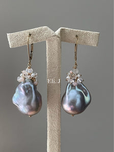 Silver Baroque Pearls & White Gems 14kGF Earrings