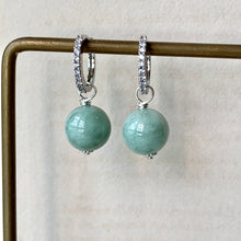 Load image into Gallery viewer, Jade on Cubic Zirconia Hoops
