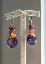 Load image into Gallery viewer, Rare Amethyst and Autumn Gemstones 14kGF Earrings