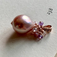 Load image into Gallery viewer, Pink Edison Pearls &amp; Gemstones 14k Rose Gold Pendant
