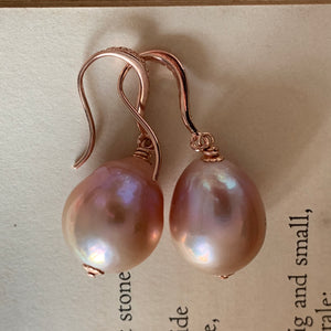 Pink Edison Pearls on Rose Gold