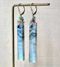 Load image into Gallery viewer, Kauai Beach- Labradorite Bars and Gems 14kGF Earrings