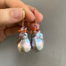Load image into Gallery viewer, AAA Dark Silver Baroque Pearls &amp; Gems 14kRGF Earrings