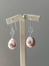 Load image into Gallery viewer, Large Pink-Peach Edison Pearls, Oval 925 Silver Earrings