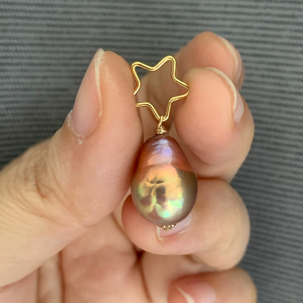 Rainbow Gold Edison Pearl 14k Gold Filled Star Pendant