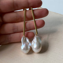 Load image into Gallery viewer, AAA Ivory Baroque Pearls on Long Bar Studs