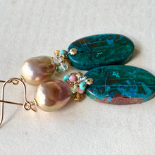 Load image into Gallery viewer, Natural Beauty- Chrysoprase, Edison Pearls, Gems 14kGF Earrings