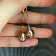 Load image into Gallery viewer, Extraordinary Rainbow Edison Pearls 14kGF Threaders