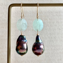 Load image into Gallery viewer, Peacock Baby Baroque Type A Jade 14kGF Earrings