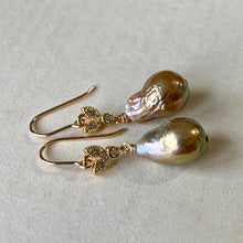 Load image into Gallery viewer, Rainbow Gold Edison Pearls &amp; GP Bee Earrings
