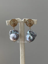 Load image into Gallery viewer, Silver Baroque Pearls &amp; Round Gold Plated Studs