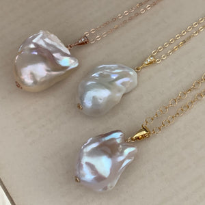 Big Baroque Pearl Necklaces: Cream & Peach