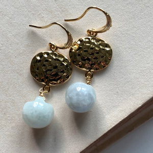 Hammered Gold & Jade Apple Earrings