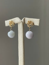 Load image into Gallery viewer, Jade Apples #8: Mixed White-Lavender-Faint Green Jade &amp; Roses Earring Studs