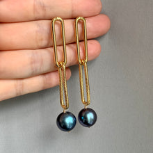Load image into Gallery viewer, Peacock Pearls on Statement Textured Gold Links