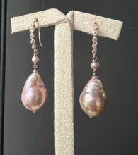 Load image into Gallery viewer, Pink-Rainbow Edison Pearls 14kRGF Earrings