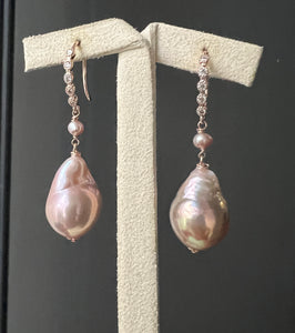 Pink-Rainbow Edison Pearls 14kRGF Earrings