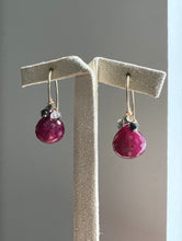 Load image into Gallery viewer, Ruby, Natural Black Diamond, Gems 14kGF Earrings