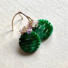 Load image into Gallery viewer, 喜喜 #5: Double Happiness Old-Mine Jade &amp; Opal &amp; Gems 14kGF Earrings