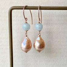 Load image into Gallery viewer, Type A Mint Green Jade &amp; Peach Edison Pearls 14kRGF