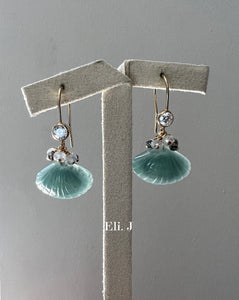Exclusive Jade Shells, B&W gemstones 14kGF Earrings