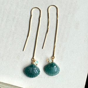 Jade Shells #6 (Blue Green) & Opal 14kGF Threaders