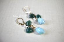Load image into Gallery viewer, Mini Jade Shells, Larimar, Pearls 14kGF Earrings