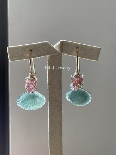 Jade Shells #8: Tourmaline Leaves, Aquamarine, Pearls