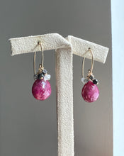 Load image into Gallery viewer, Ruby, Natural Black Diamond, Gems 14kGF Earrings