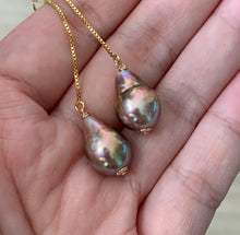 Load image into Gallery viewer, Extraordinary Rainbow Edison Pearls 14kGF Threaders