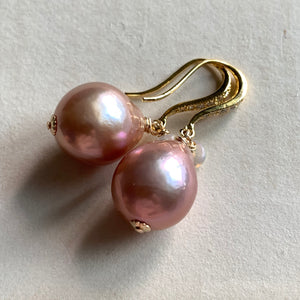 Pink-Peach Edison Pearls & Opal Earrings