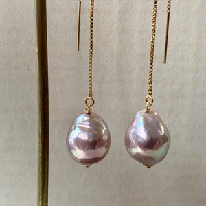 Lilac Pink Unicorn Edison Pearls 14kGF Threaders