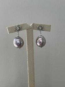 Silver Pearls on Snowflake Studs