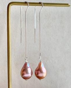 Lavender- Gold Pearls on 925 Sterling Silver Threader Earrings