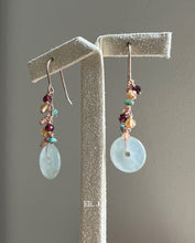 Load image into Gallery viewer, Icy Petite Jade Donuts, Garnet, Turquoise 14kGF Earrings