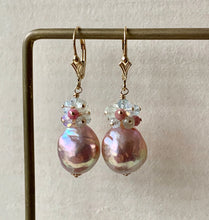 Load image into Gallery viewer, Rainbow Pink Edison Pearls, Gems 14kGF Earrings