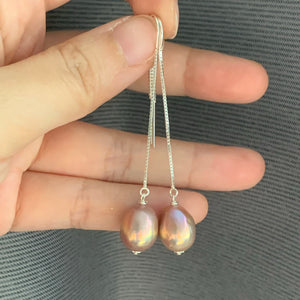 Rainbow Purple AAA Edison Pearls 925 Silver Threaders