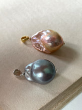 Load image into Gallery viewer, Silver &amp; Rainbow- Peach Baroque Pearl Pendants